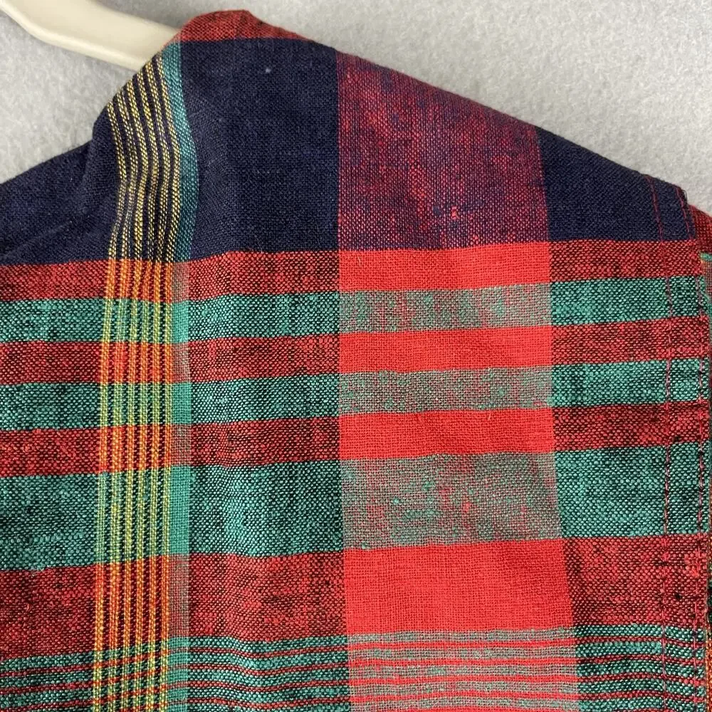 Vintage Lady Dorby Linen Dress Women 20WP Plaid Midi Shawl Collar Cottage NEW - Picture 11 of 14